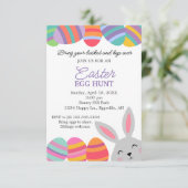 Invitation de Pâques Lapin Mignon Œufs Jolis (Debout devant)