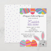 Invitation de Pâques Lapin Mignon Œufs Jolis (Devant / Derrière)