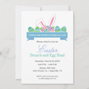 Invitation de Pâques Lapin Oreilles pour Brunch & 