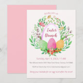 Invitation de Pâques pour brunch Couronne florale  (Devant / Derrière)