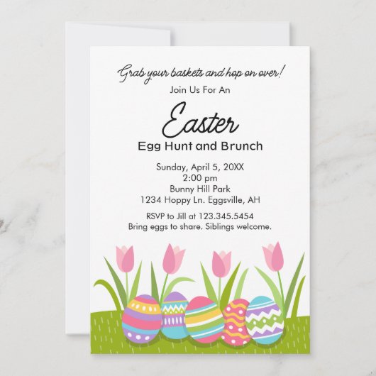 Invitation de Pâques pour brunch et chasse aux œuf (Devant)