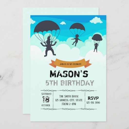 Invitation de parachutisme (Devant / Derrière)
