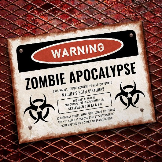 Invitation de parti sur le thème des zombies avec 