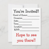 Invitation de partie (Dos)