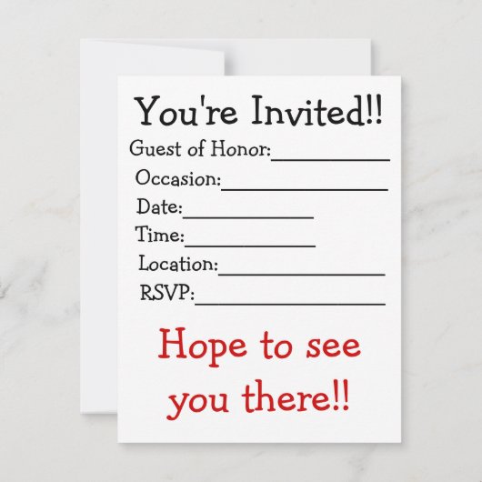 Invitation de partie (Dos)