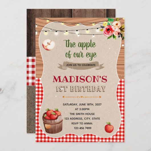 Invitation de partie Apple (Devant / Derrière)