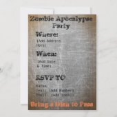 Invitation de partie d'apocalypse de zombi (Dos)