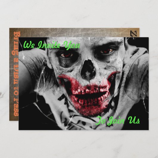 Invitation de partie d'apocalypse de zombi (Devant / Derrière)