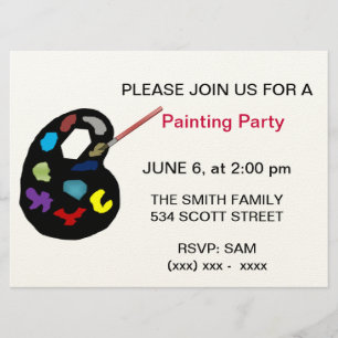Invitation de partie d'art de peinture