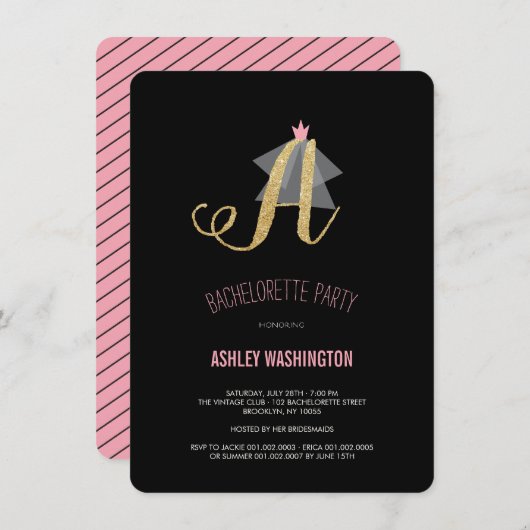Invitation de partie de Bachelorette de parties (Devant / Derrière)