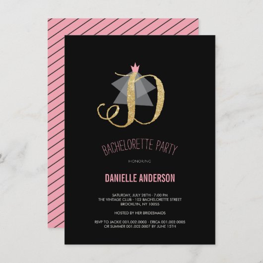 Invitation de partie de Bachelorette de parties (Devant / Derrière)
