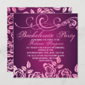 Invitation de partie de Bachelorette de rose de (Devant / Derrière)