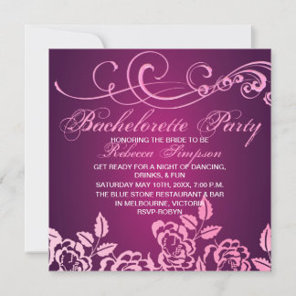 Invitation de partie de Bachelorette de rose de