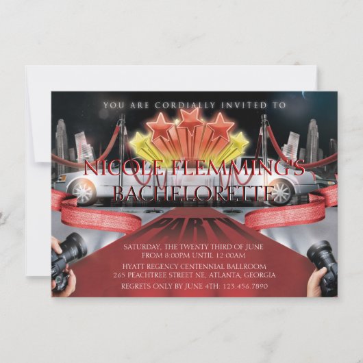 Invitation de partie de Bachelorette de tapis (Devant)