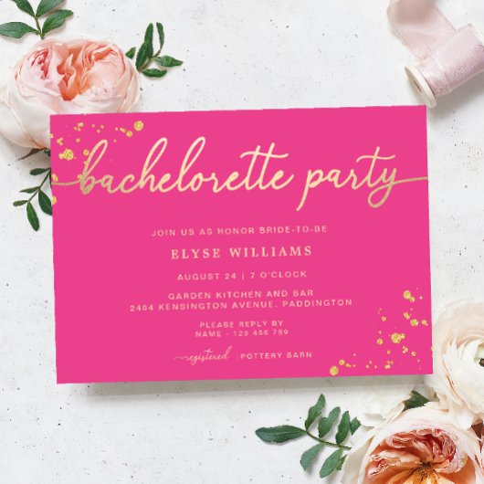 Invitation de partie de Bachelorette or rose chaud