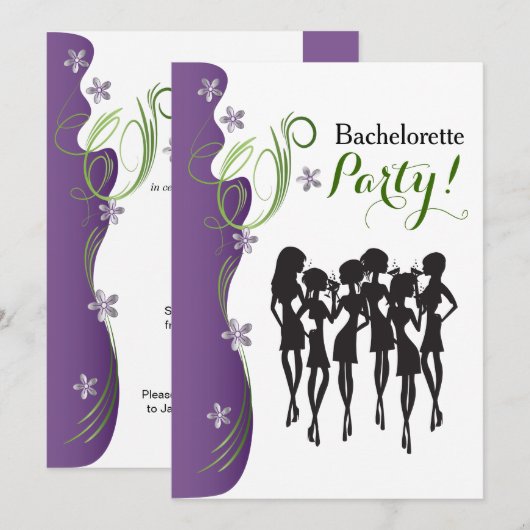 Invitation de partie de Bachelorette - pourpre (Devant / Derrière)