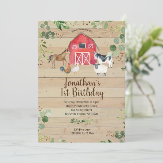 Invitation de partie de basse-cour d'anniversaire (Debout devant)