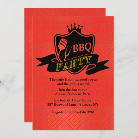 Invitation de partie de BBQ (Devant / Derrière)