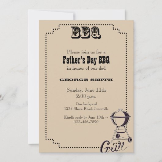 Invitation de partie de BBQ de fête des pères (Devant)