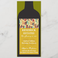 Invitation de partie de bouteille de vin d'or