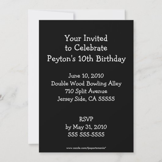 Invitation de partie de bowling (Dos)