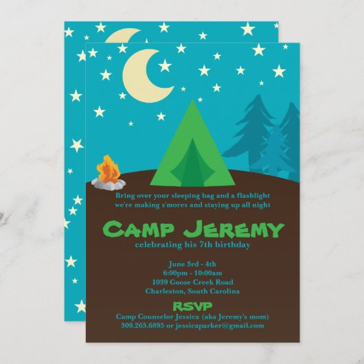 Invitation de partie de camping (Devant / Derrière)