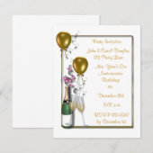 Invitation de partie de Champagne d'or (Devant / Derrière)
