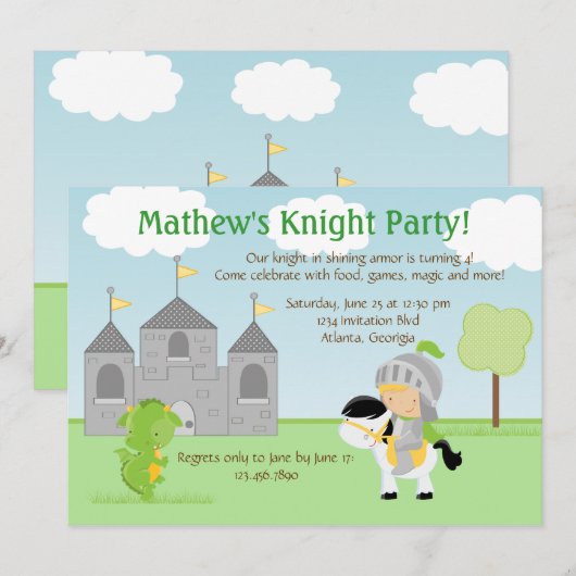 Invitation de partie de chevalier (Devant / Derrière)