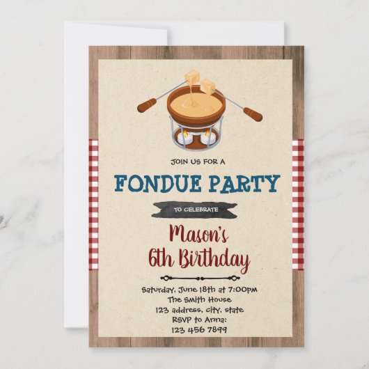 Invitation de partie de chocolat de fondue (Devant)