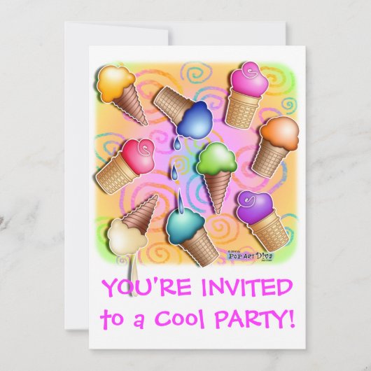 Invitation de partie de cornet de crème glacée (Devant)