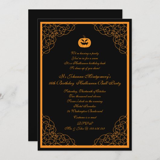 Invitation de partie de costume de boule de (Devant / Derrière)