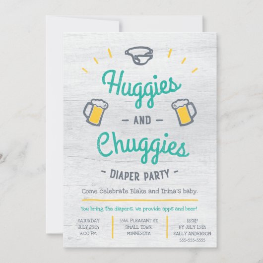 Invitation de partie de couche-culotte de Huggies (Devant)