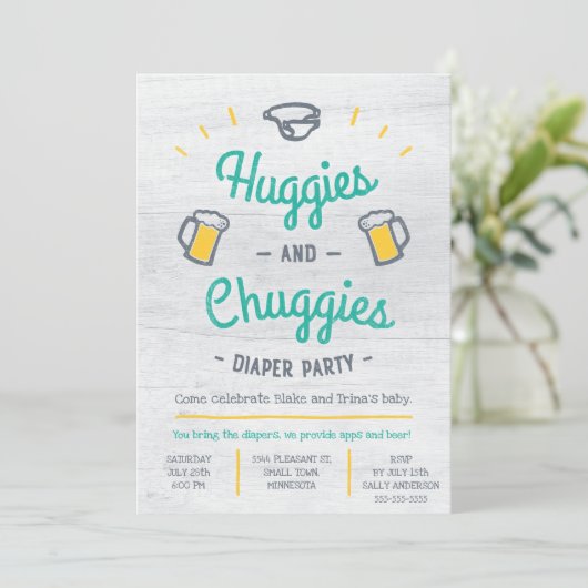 Invitation de partie de couche-culotte de Huggies (Debout devant)