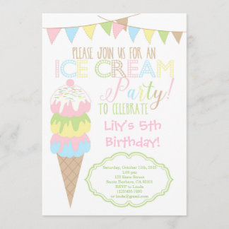 Invitation de partie de crème glacée