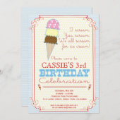 Invitation de partie de crème glacée (Devant / Derrière)