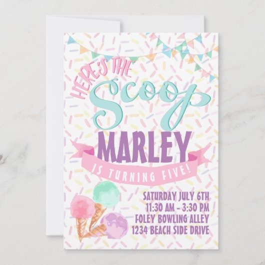 Invitation de partie de crème glacée (Devant)