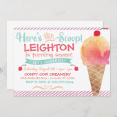 Invitation de partie de crème glacée (Devant / Derrière)