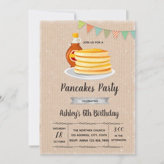 Invitation de partie de crêpe de petit déjeuner (Devant)