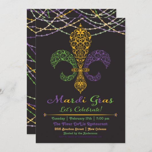 Invitation de partie de DeLis de Fleur de mardi (Devant / Derrière)