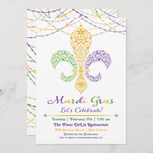 Invitation de partie de DeLis de Fleur de mardi (Devant / Derrière)