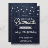 Invitation de partie de denim de diamants (Devant / Derrière)