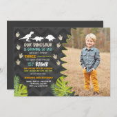 Invitation de partie de dinosaure d'invitation (Devant / Derrière)