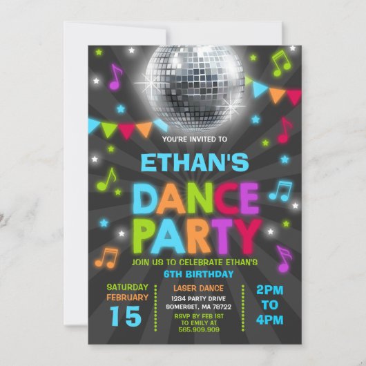 Invitation de partie de disco de lueur (Devant)