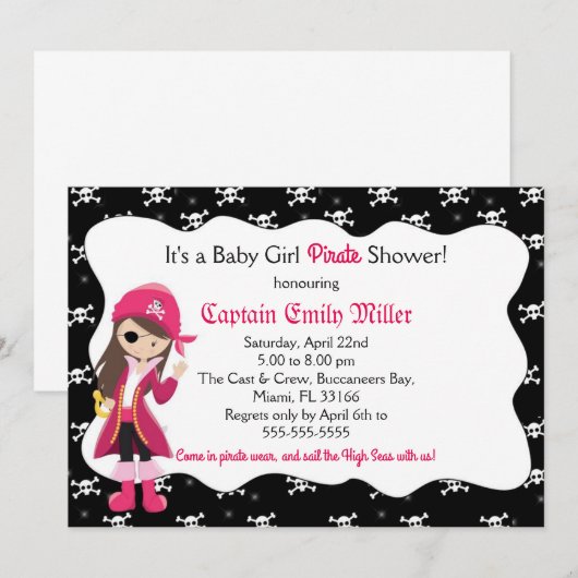 Invitation de partie de douche de bébé de pirate (Devant / Derrière)