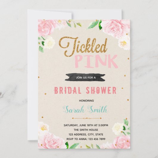 Invitation de partie de douche rose de (Devant)