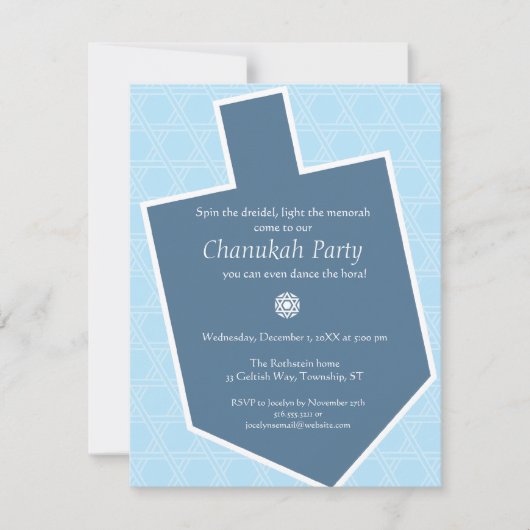 Invitation de partie de Dreidel Chanukah (Devant)
