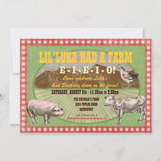 Invitation de partie de ferme - vieux MacDonald a (Devant)