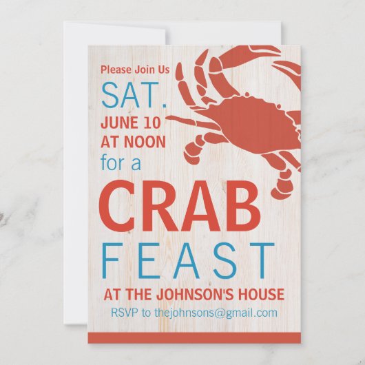 Invitation de partie de festin de crabe d'été (Devant)