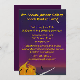 Invitation de partie de feu de plage