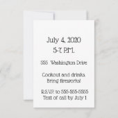 Invitation de partie de feux d'artifice (Dos)